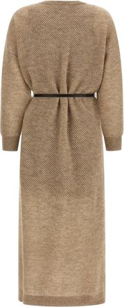 Brunello Cucinelli Sparkling Mohair-Wool Mesh Dress - beige