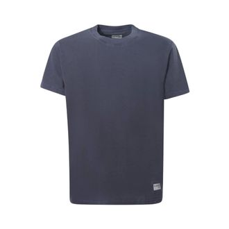 Fay T-Shirts, male, Blue, Size: S Crew-neck T-shirt