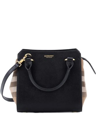 Burberry Banwell Leather and House Check Canvas Mini tote bag - Black