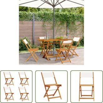 vidaXL Sedie pieghevoli - Sedie da Giardino Pieghevoli 4pz Bianco Crema Tessuto e Legno