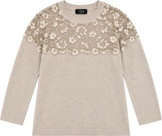 Clips Jersey de cuello redondo - Knitwear - Mujer - Beige - 2XL