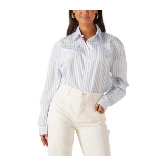 Est'seven Overhemden, Dames, Blauw, S, Linnen, Franky Blouse