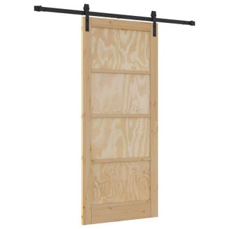 vidaXL Puerta Corredera Natural Y Negro 86 X 198,5 Cm Vidaxl
