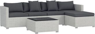 OUTSUNNY 6 Pieces Rattan Furniture Set Garden Sofa Set Mixed Grey