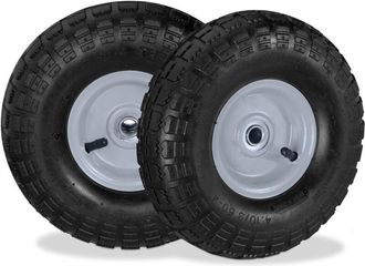 Relaxdays Relaxdays - 8 Ruedas Carretilla 4.1/3.5-4, Neum&aacute;ticos De Recambio, Eje De 16 Mm, Hasta 136 Kg, 260 X 85 Mm, Negro/gris