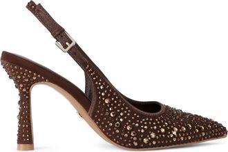 Kurt Geiger Womens Adina Gem Heels - Brown Fabric - Size UK 5