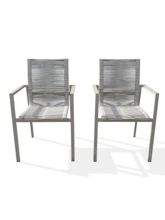 DCB Garden Mexico - Juego De 2 Sillas De Jard&iacute;n De Aluminio Y Cuerda Trenzada. - Dcb Garden