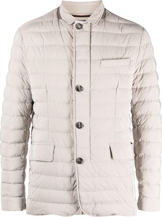 Moorer calf leather button-up coat - men - Polyester/Polyamide/Polyamide/Calf Leather - 56 - Neutrals