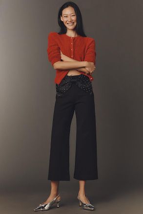 Maeve The Colette Crop Bow-Waist Sparkle Pants by Maeve