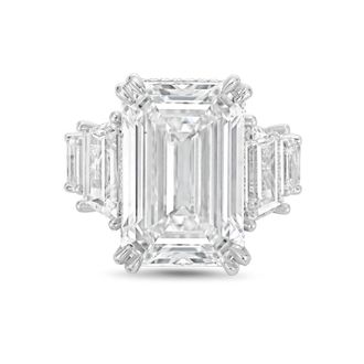 Diana M. Jewels Platinum Lab grown 10ct Emerald Cut Diamond hidden halo fashion ring