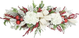 Creative Displays Inc. Handcrafted Holiday Swag With Hydrangeas, Ornaments & A Bow