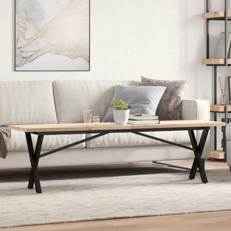 vidaXL Vidaxl - Mesa De Centro Marco X Madera Maciza Pino Y Acero 160x40x45,5cm