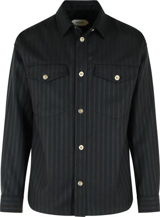 Versace Black Jacquard Medusa Button Wool Blazer