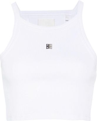 Givenchy 4G cropped tank top - women - Cotton/Spandex/Elastane - S - White