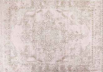 Beliani Alfombra De Algod&oacute;n Rosa Beige 160 X 230 Cm Poli&eacute;ster Oriental Desgastado Matarim