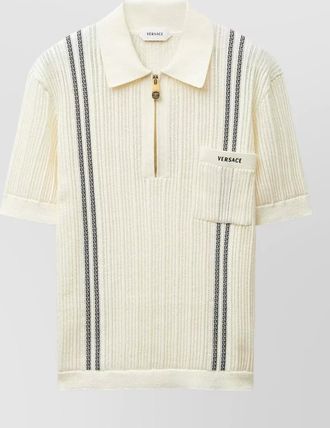 Versace jacquard knit cotton short-sleeve polo shirt