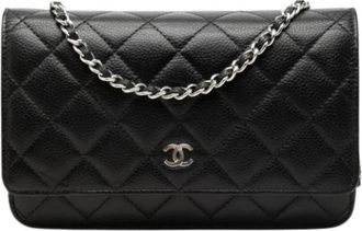 Chanel Pre-owned Wallet on Chain - Dames - Vintage Mini Tas - Zwart - ONE Size - Leer - Vintage