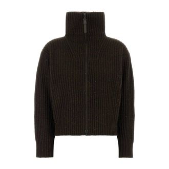Brunello Cucinelli Maglione con zip a coste - - Knitwear - Donna - Marrone - M