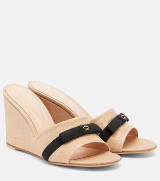 Gianvito Rossi Haiti raffia wedge mules