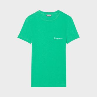 Jacquemus Womens Le T-Shirt Brode Green Cotton - Size X-Small