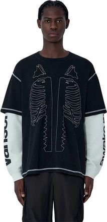 Awake NY Layered Graphic T-Shirt - Heren - Longsleeves - Zwart - M - Tops