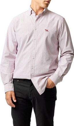 Rodd & Gunn Oxford Stripe Button-Down Shirt in Poppy at Nordstrom, Size Xx-Large