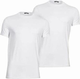 Dsquared2 Mens 2-Pack Modal Stretch Crew-Neck T-Shirts, White - White/White - Size: 38