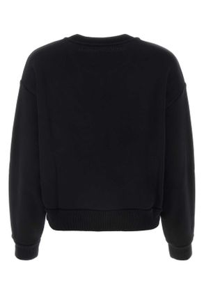 Alexander McQueen Womens Black Cotton Sweatshirt White Exterior: Felpe