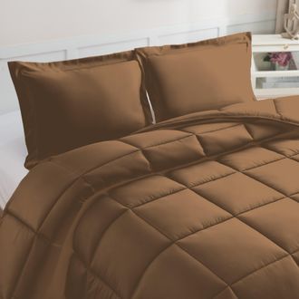 Elegant Comfort 3-Piece Box Stitch Comforter Set with Shams, Duvet Insert