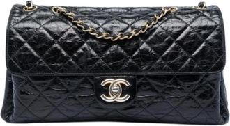 Chanel Pre-owned Vintage Quilted Flap Shoulder Bag - Dames - Vintage Schoudertas - Zwart - ONE Size - Leer - Vintage