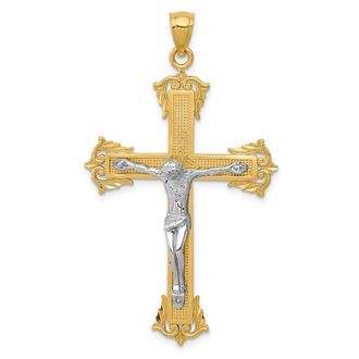Diamond2Deal 10k Two-tone Crucifix Pendant