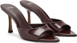 Mango Pointed Toe Slide Sandal in Shiny Chocolate at Nordstrom, Size 39