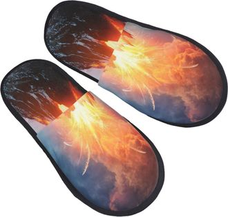 Generic Warm Slipper Active Volcano Eruption Home Slipper Comfortable Scuff Slippers Non-Slip Fluffy Slippers For Winter Hotel Travel L