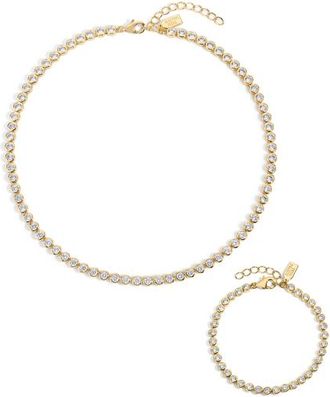 Electric Picks Jewel Tennis Bracelet and Necklace - Set of 2 in Gold at Nordstrom