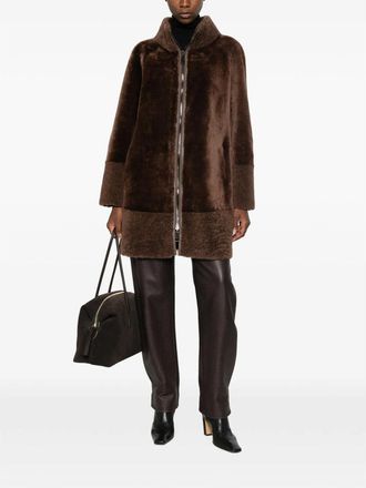 Suprema Reversible Shearling Coat - Brown