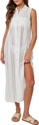 Bella Dahl Sleeveless Lace Shirtdress in Off White at Nordstrom, Size X-Small