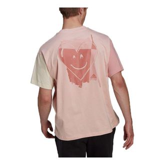 adidas U Co G T Colorblock Sports Round Neck Short Sleeve Pink Red T-Shirt HU0121