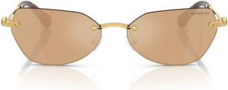 Swarovski 58mm Mirrored Irregular Sunglasses in Gold /Brown Mirror Rose Gold at Nordstrom