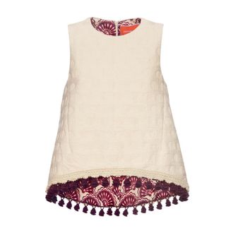 La DoubleJ Creamy Jacquard Asymmetrische Top - Dames - Tops zonder mouwen - Beige - L - Katoen - Tops