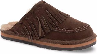 Free People Womens Fallon Fringe Mule In Chocolate Suede