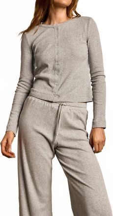 perfectwhitetee Lila Pointelle Cardigan In Heather Grey