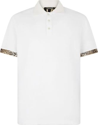 Roberto Cavalli Polo con stampa leopardata - Bianco