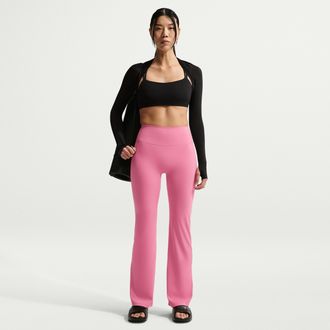 Nike Womens Zenvy High-Waisted Flared Leggings with No Front Seam in Pink | II5223-641
