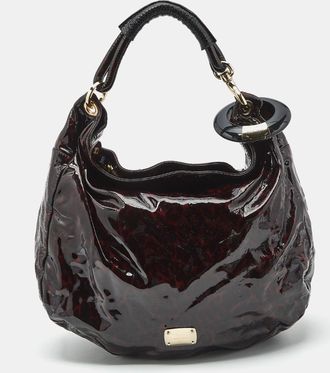 Jimmy Choo London Red/black Leopard Print Patent Leather Large Sky Bangle Hobo
