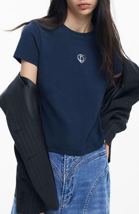 Desigual Monogram Cotton Graphic T-Shirt in Navy Blue at Nordstrom, Size X-Small