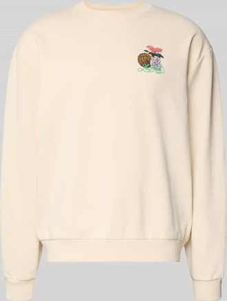 Les Deux Sweatshirt mit Label-Print und Rundhalsausschnitt in Beige, Größe XXL