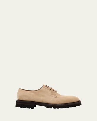 Bergdorf Goodman Mens Suede Lug-Sole Derby Shoes