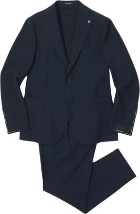 Tagliatore Abito Goffrato - Heren - Business pakken - Blauw - M - Wol - Kostuums