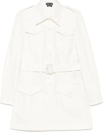 Tom Ford Elegante Jurk - Dames - Shirt Kleedjes - Wit - XS - Katoen - Kleedjes