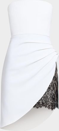 Bcbgmaxazria Strapless Lace-Inset Pleated Mini Dress